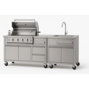 Outdoorküche mit Grill & Edelstahlspüle Outdoorküche mit Grill & Edelstahlspüle