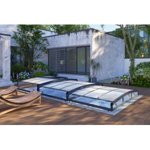 Pooltak 6x3m polykarbonat utan skenor svart Pooltak 6x3m polykarbonat utan skenor svart