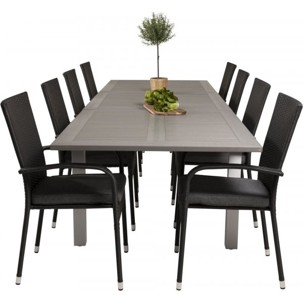 Eken�s Matgrupp (224x100) - Svart/Gr�/Vit - 8 Stolar