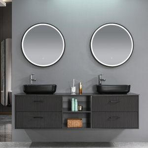 Badrumsm&ouml;bler 180 cm M&ouml;rkt tr&auml; - Luxern + Toalettpappersh&aring;llare