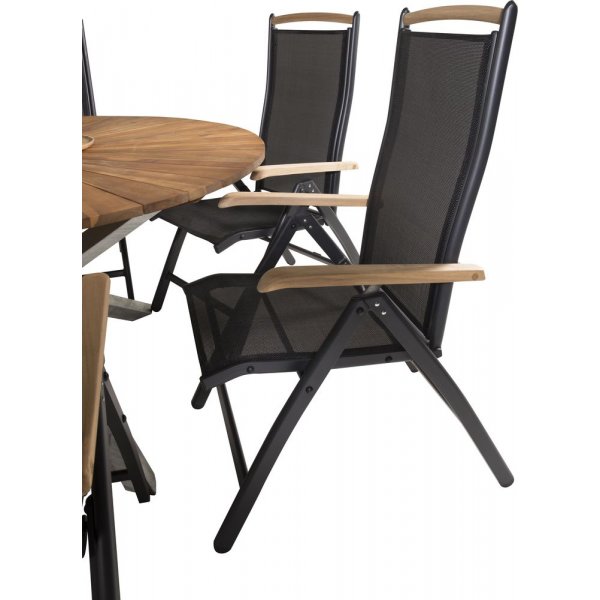 Salstad Matgrupp (ø140) - Svart/Natur/Silver - 6 Stolar Salstad Matgrupp (ø140) - Svart/Natur/Silver - 6 Stolar