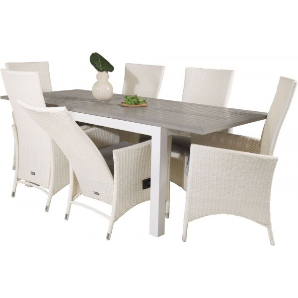 Ekenäs Matgrupp (160x90) - Vit/Grå - 6 Stolar Ekenäs Matgrupp (160x90) - Vit/Grå - 6 Stolar