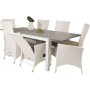 Ekens Matgrupp (160x90) - Vit/Gr - 6 Stolar