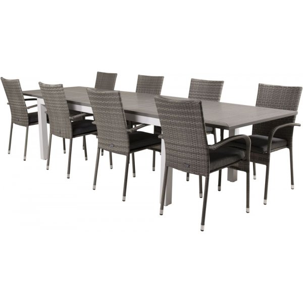 Eken�s Matgrupp (224x100) - Gr�/Vit - 8 Stolar