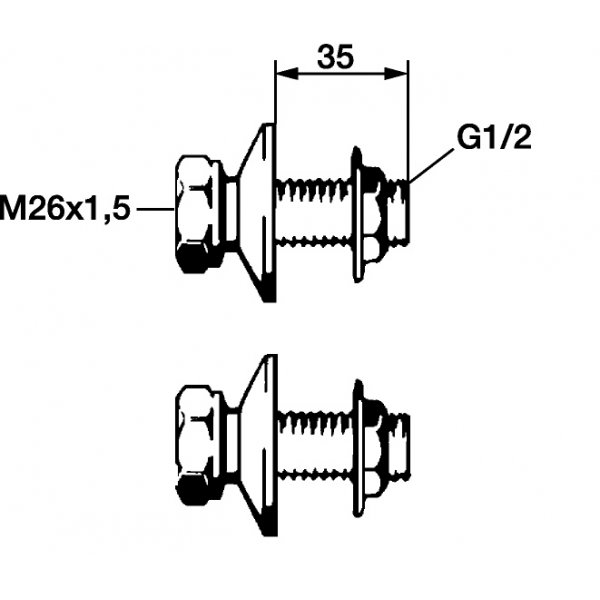FM Mattsson Tilslutningskobling Krom Type 1