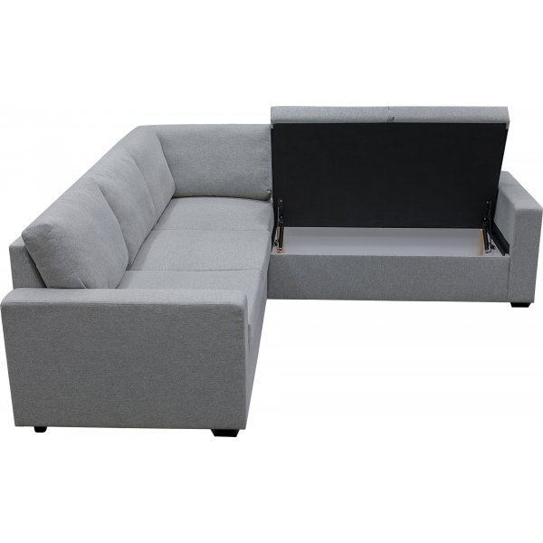 H�rnsoffa Belissa med b�ddfunktion och f�rvaring - 235x235 cm - m�rkgr�