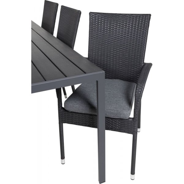 Ervalla Matgrupp (205x90) - Svart - 6 Stolar Ervalla Matgrupp (205x90) - Svart - 6 Stolar