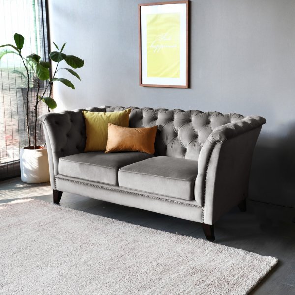 Soffa 2-sits chesterfield gr� - Henry