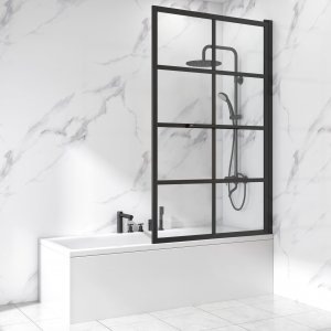 Brusevg badekar 150x80 cm | Industriel stil med sort gitter