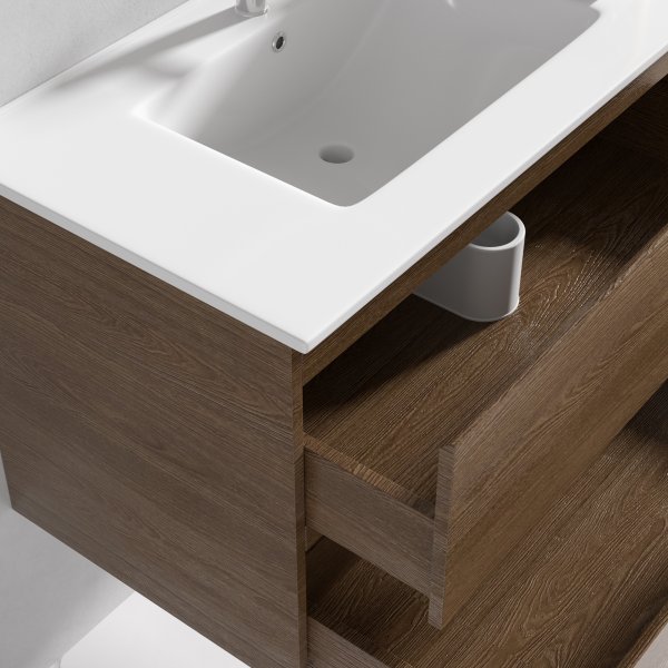 Kylpyhuonekalusteet Milan 80 cm - pähkinä + WC-paperin pidike Kylpyhuonekalusteet Milan 80 cm - pähkinä + WC-paperin pidike