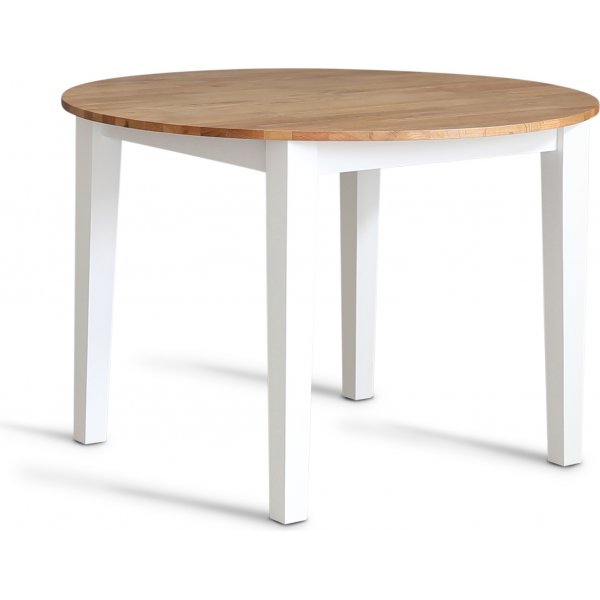 Rundt spisebord Ø110 cm Hvid / Olieret eg - Dalön Rundt spisebord Ø110 cm Hvid / Olieret eg - Dalön