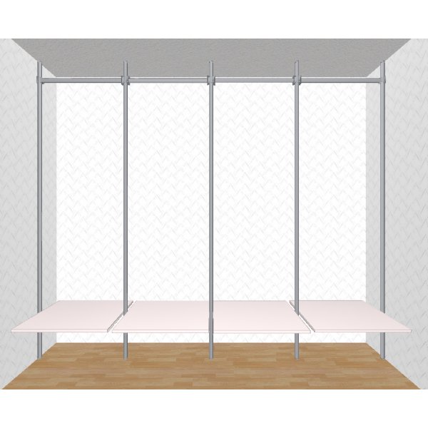 Milano garderobsinredning f�r 4 d�rrar - Nr 9 - med hyllor