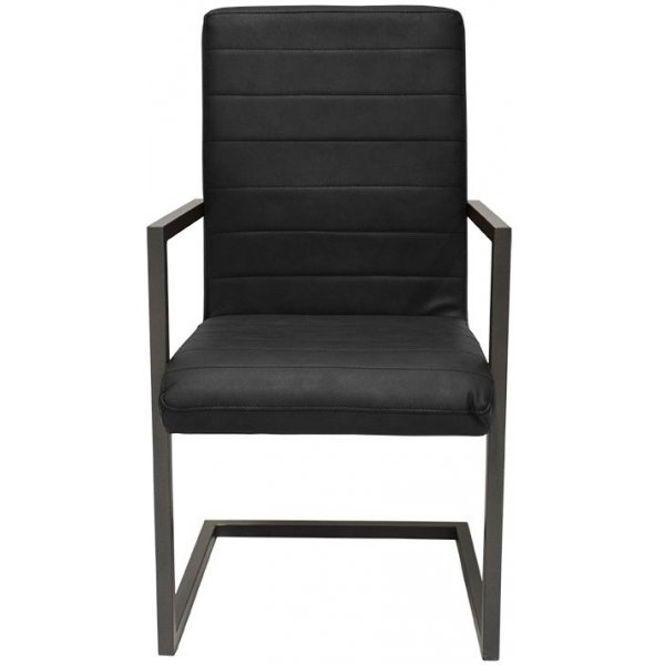 Stol med karm svart l�der look
