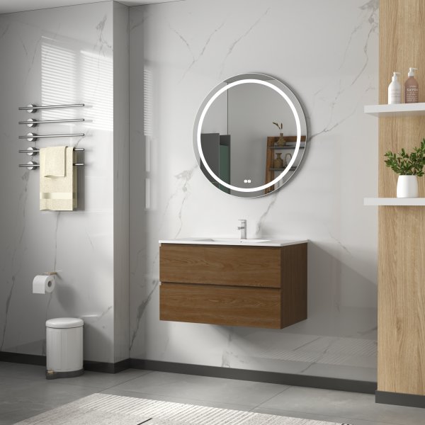 Kylpyhuonekalusteet Milan 80 cm - pähkinä + WC-paperin pidike Kylpyhuonekalusteet Milan 80 cm - pähkinä + WC-paperin pidike