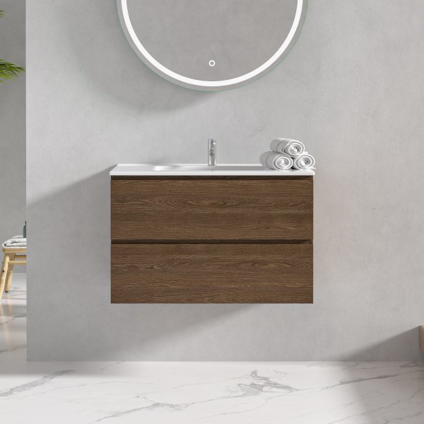 Kylpyhuonekalusteet Milan 80 cm - pähkinä + WC-paperin pidike Kylpyhuonekalusteet Milan 80 cm - pähkinä + WC-paperin pidike