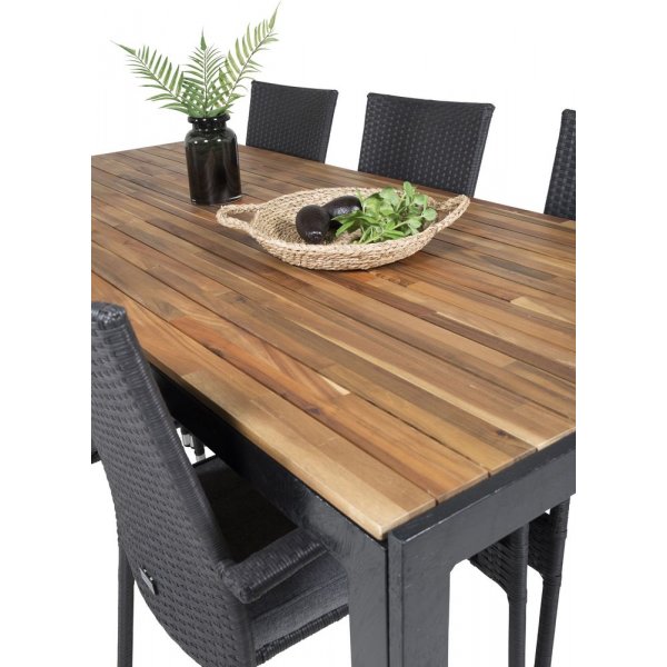 Balsj Matgrupp (205x90) - Svart/Natur - 6 Stolar