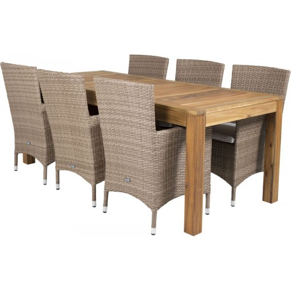 Prssebo Spisegruppe (200x90) - Natur - 6 Stole