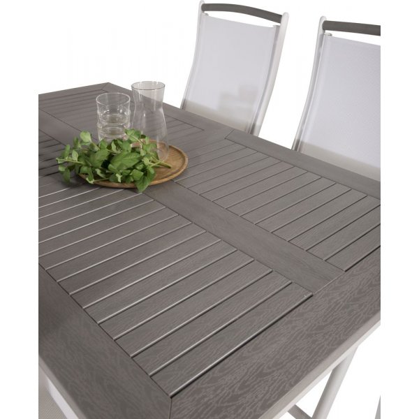 Ekens Matgrupp (160x90) - Vit/Gr - 4 Stolar