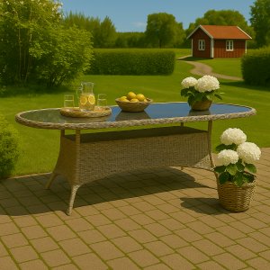 Gartentisch - Menton | 230x100cm | Natur | Oval Gartentisch - Menton | 230x100cm | Natur | Oval