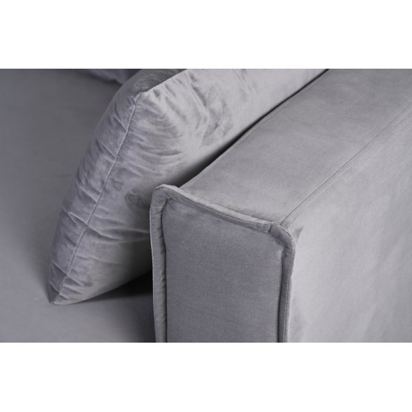Sofa 250 cm bred mørkegrå fløjl 114 cm dyb Sofa 250 cm bred mørkegrå fløjl 114 cm dyb