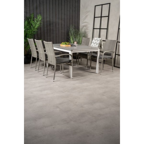 Pr�ssebo Matgrupp (160x100) - Gr�/Vit - 6 Stolar