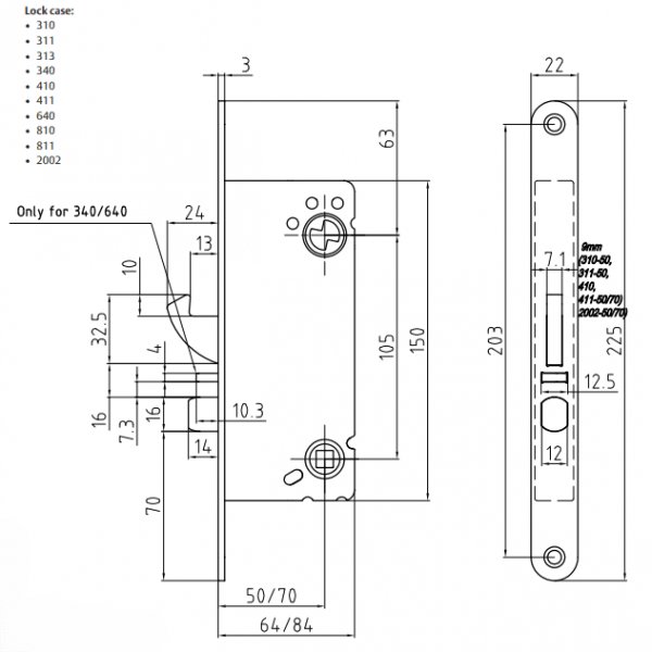 Lsehus ASSA ABLOY 2002-50 - Venstre