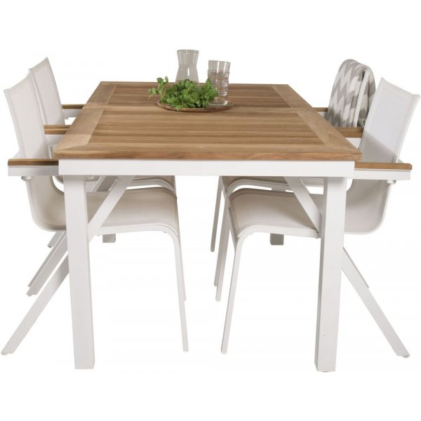 Dotorp Matgrupp (160x90) - Vit/Natur - 4 Stolar