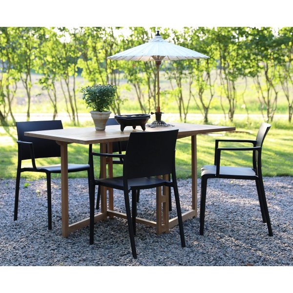 Salt teak spisegruppe: Teak bankebord inkl. 4 Alafors stelstole