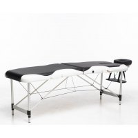 Massagebänk med metallben - 2 zoner - svart/vit Massagebänk med metallben - 2 zoner - svart/vit