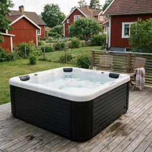 Spabad utomhus 5 platser 200x200 cm Nordamist - Vit akryl