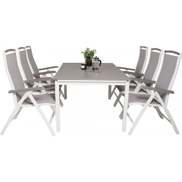 Prässebo Matgrupp (160x100) - Vit/Grå - 6 Stolar Prässebo Matgrupp (160x100) - Vit/Grå - 6 Stolar