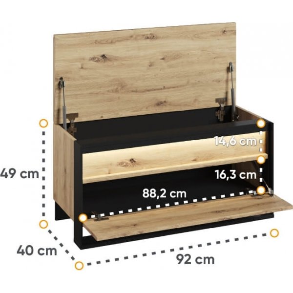 Quant hallb�nk 92 cm - Artisan ek/svart