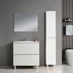 Badrumsm&ouml;bler Perugia - Vit 80 cm + Toalettpappersh&aring;llare