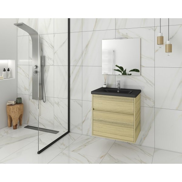 Mbelpakke Instinct 65 - Natural Oak/Sort med spejl