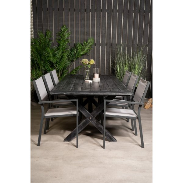 Ramsj Matgrupp (200x100) - Svart - 6 Stolar