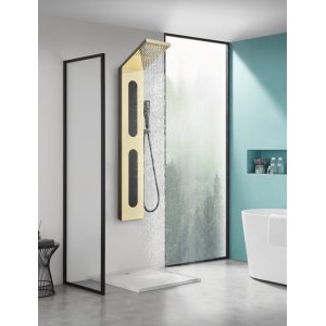 Duschpanel Zeri  spegelguld och svart rostfritt stl