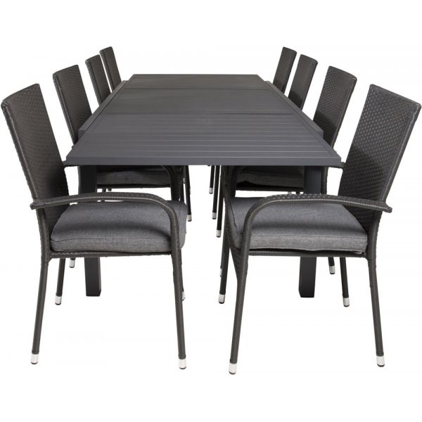Holma Matgrupp (160x100) - Svart - 8 Stolar