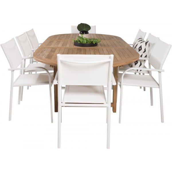 Bjuråker Spisegruppe (180x120) - Hvid/Natur - 8 Stole Bjuråker Spisegruppe (180x120) - Hvid/Natur - 8 Stole