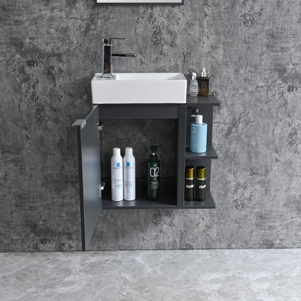 Badeværelsesmøbler Lyon - Mørkegrå + Toiletpapirholder Badeværelsesmøbler Lyon - Mørkegrå + Toiletpapirholder