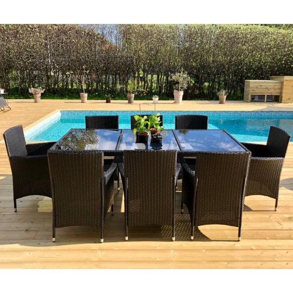 Brantevik ulkoiluryhmä, pöytä ja 8 tuolia - Musta synteettinen rottinki Brantevik ulkoiluryhmä, pöytä ja 8 tuolia - Musta synteettinen rottinki