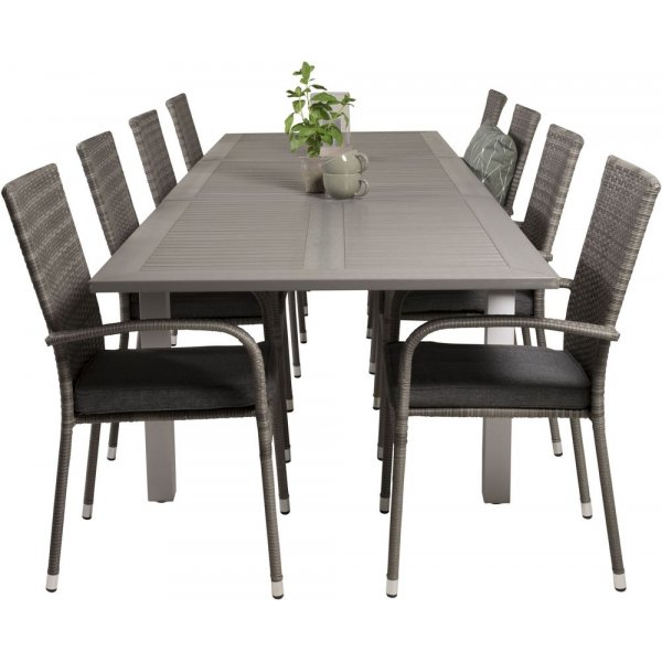 Eken�s Matgrupp (224x100) - Gr�/Vit - 8 Stolar