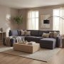 U-soffa b�ddsoffa Dream med f�rvaring - 299 cm - m�rkgr�