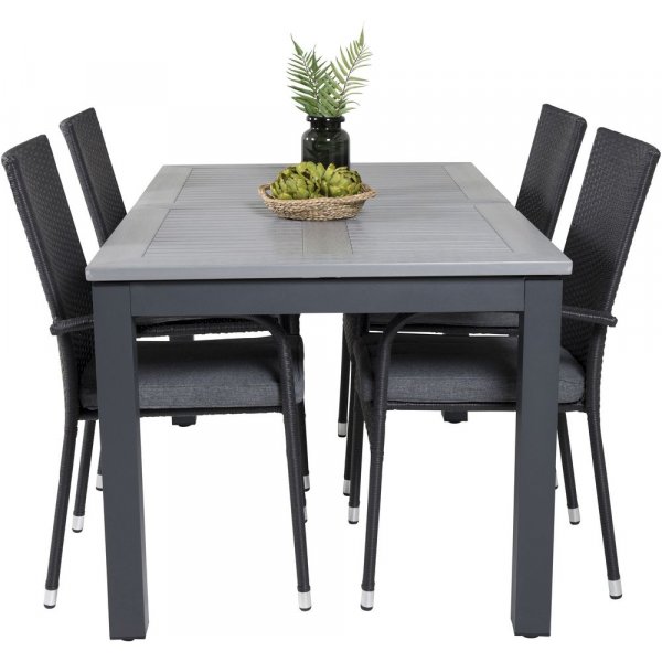 Ekenäs Matgrupp (152x90) - Svart/Grå - 4 Stolar Ekenäs Matgrupp (152x90) - Svart/Grå - 4 Stolar