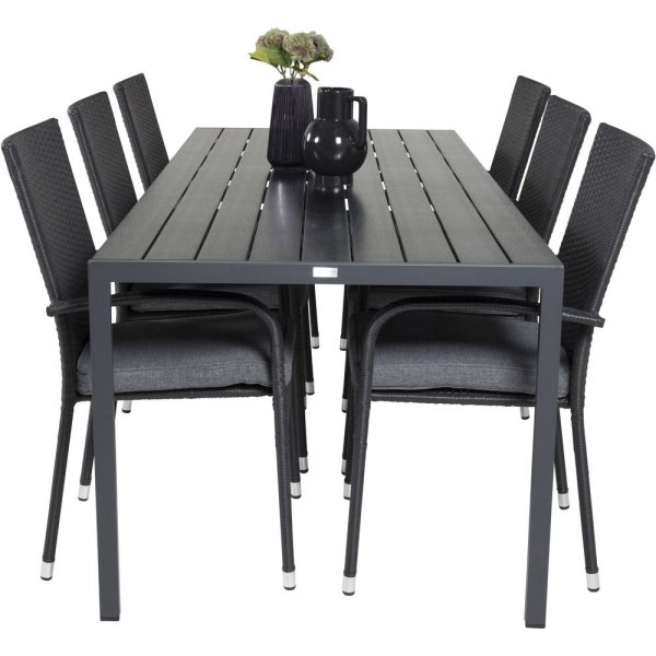 Ervalla Matgrupp (205x90) - Svart - 6 Stolar Ervalla Matgrupp (205x90) - Svart - 6 Stolar