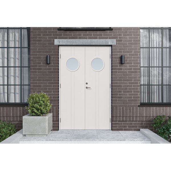 Dobbelt hoveddør Oknö med klart glas + Trykt pakke Dobbelt hoveddør Oknö med klart glas + Trykt pakke