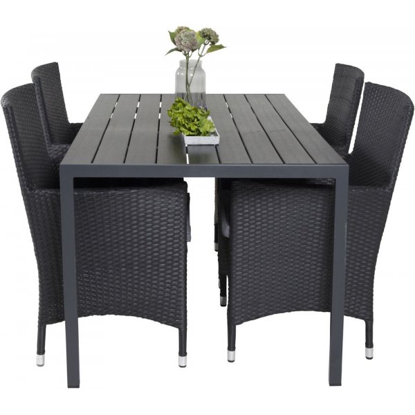 Ervalla Matgrupp (150x90) - Svart - 4 Stolar Ervalla Matgrupp (150x90) - Svart - 4 Stolar