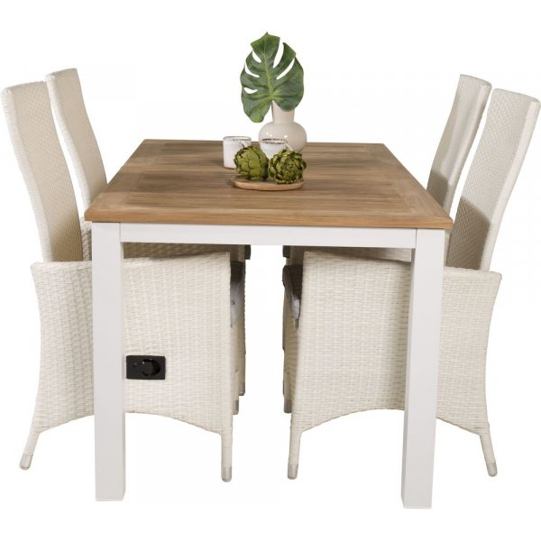 Dotorp Matgrupp (160x90) - Vit/Natur - 4 Stolar Dotorp Matgrupp (160x90) - Vit/Natur - 4 Stolar
