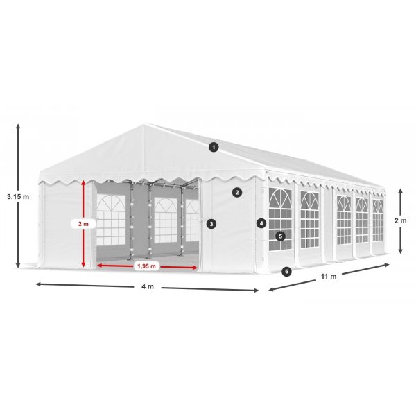 Partytelt Eco 1 i PE - 4 x 11 m