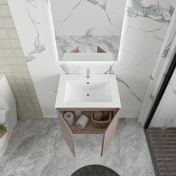 Badeværelsesmøbel Stockholm 60 cm - Mørk træimitation Badeværelsesmøbel Stockholm 60 cm - Mørk træimitation