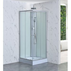 Duschkabin 90&times;90x205 cm | Vit glas & massagefunktion | Aether